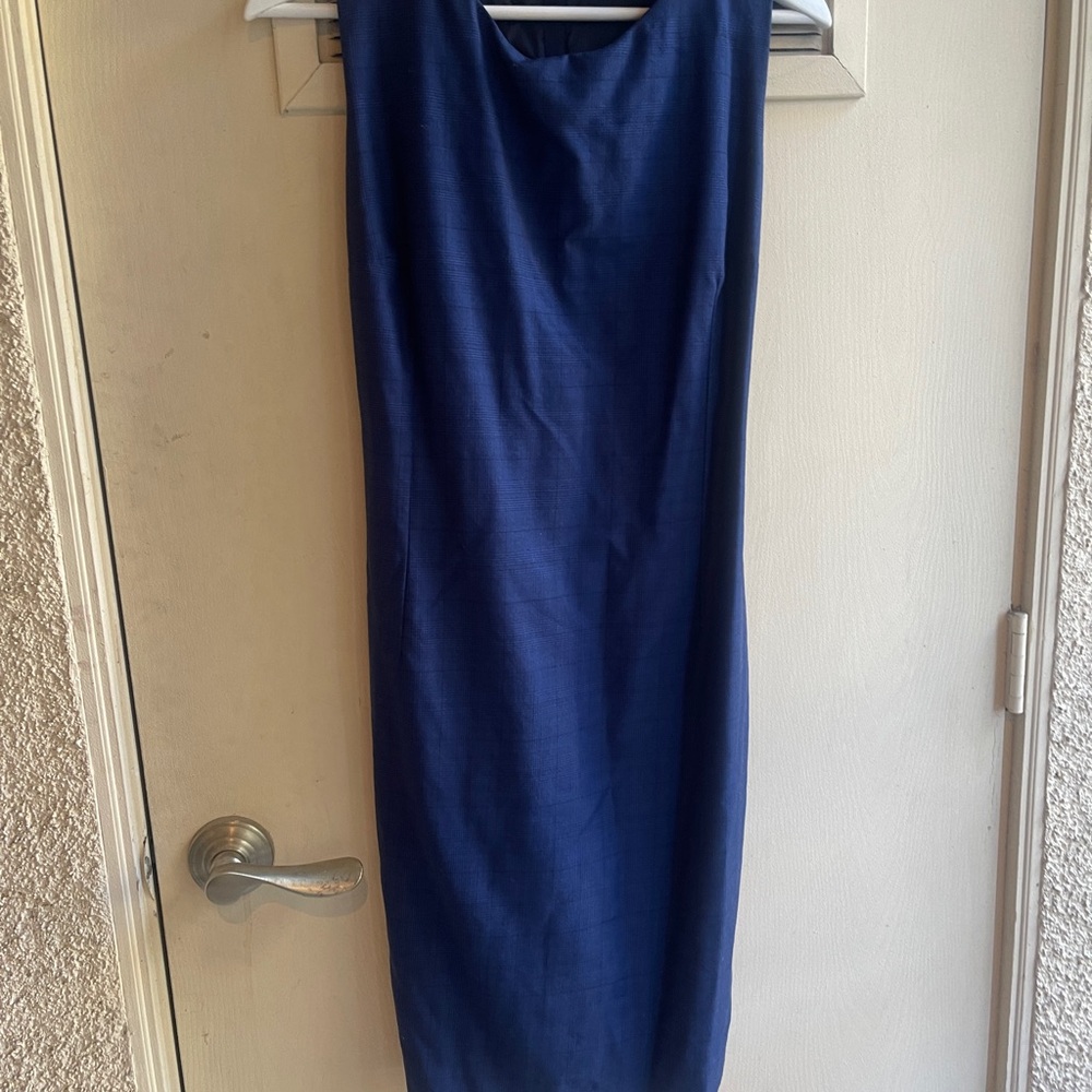 Kiton Blue Sheath Midi Dress with Cowl Neck